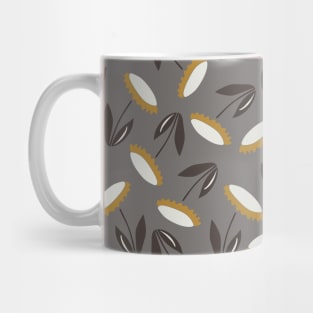 Echinacea pattern - white and grey palette Mug